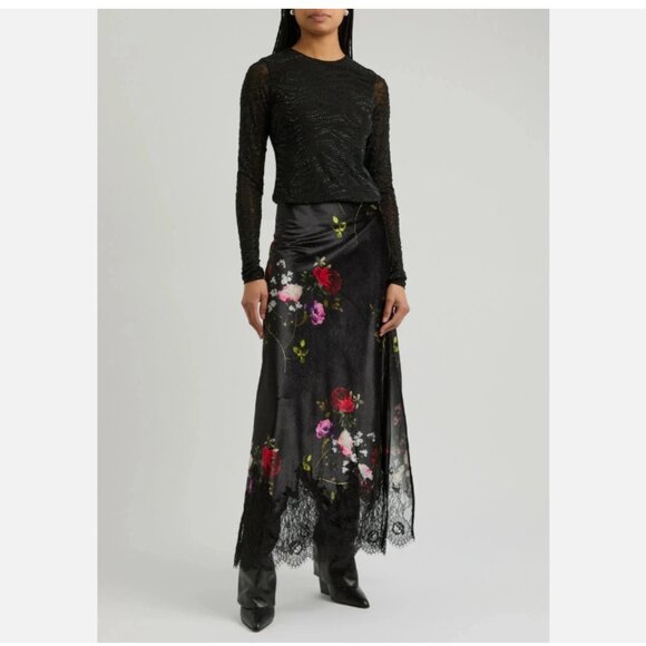 Alice + Olivia Maeve Floral-print Velvet Maxi Skirt - Picture 3 of 4